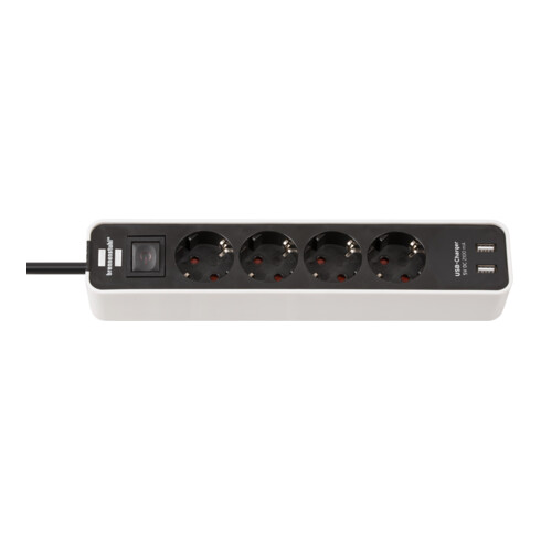 Ecolor Steckdosenleiste mit USB-Ladefunktion 4-fach weiß/schwarz 1,5m