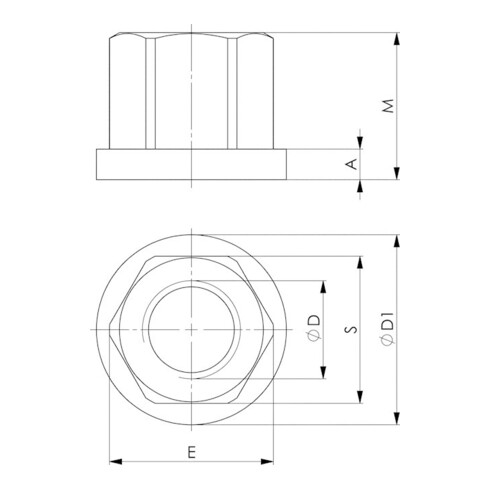 Écrou allongé no. 6334 M12 ouv. de clé 19 mm AMF