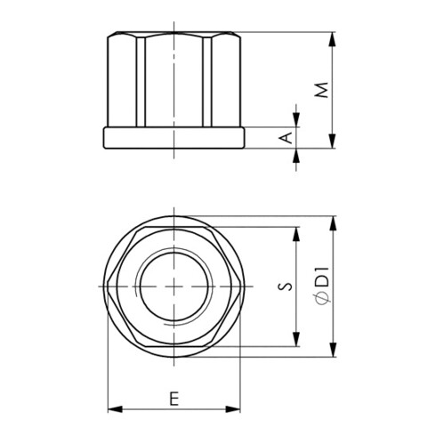 Écrou hexagonal AMF en acier DIN 6331, brillant, tourné et fraisé