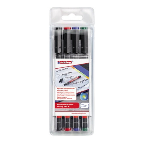 edding Folienschreiber Permanent Pen 4-142-4 sortiert 4 St./Pack.