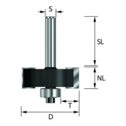 Edessö Fresa per battute HW- (HM) con set di cuscinetti a sfera (4pz.), Z=2, fondo a sfere, ø34,9 NL12,7, GL50 S8-1