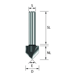 Edessö Fresa per scanalature a V HW- (HM), Z=2, 60 gradi o 90 gradi