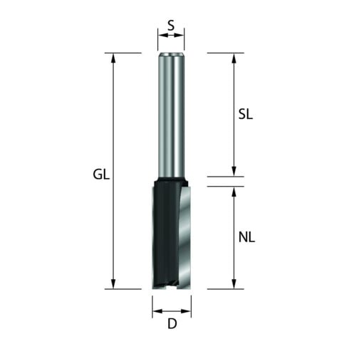 Edessö Fresa per scanalature XL, HW- (HM), lunghezza del tagliente, Z=2, ø12 NL38, GL70 S8