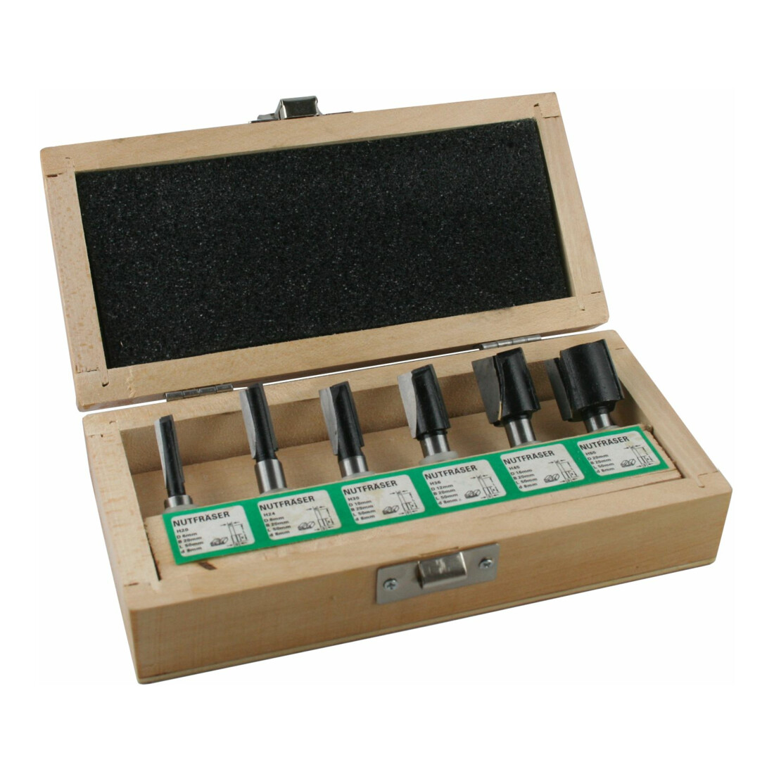 Edessö groeffrees set HM 6 st. schacht d.8mm 2 snijkanten in houten kist