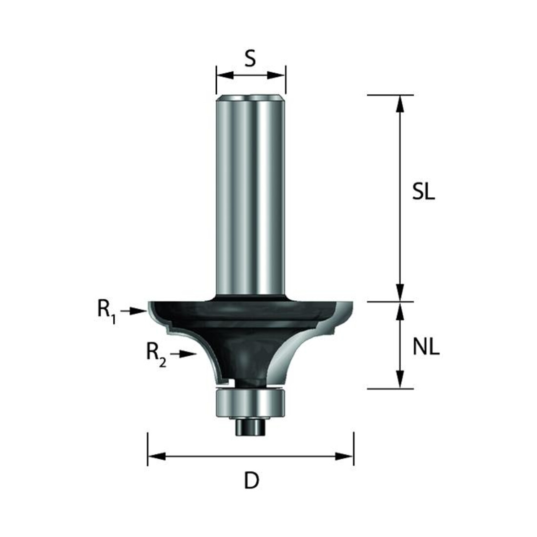 EDESSÖ HW- (HM) Carnisfrees met twee radius, Z=2, kogellager bodem