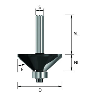 EDESSÖ HW- (HM) Fasefräser 45 Grad, Z=2, Kugellager unten
