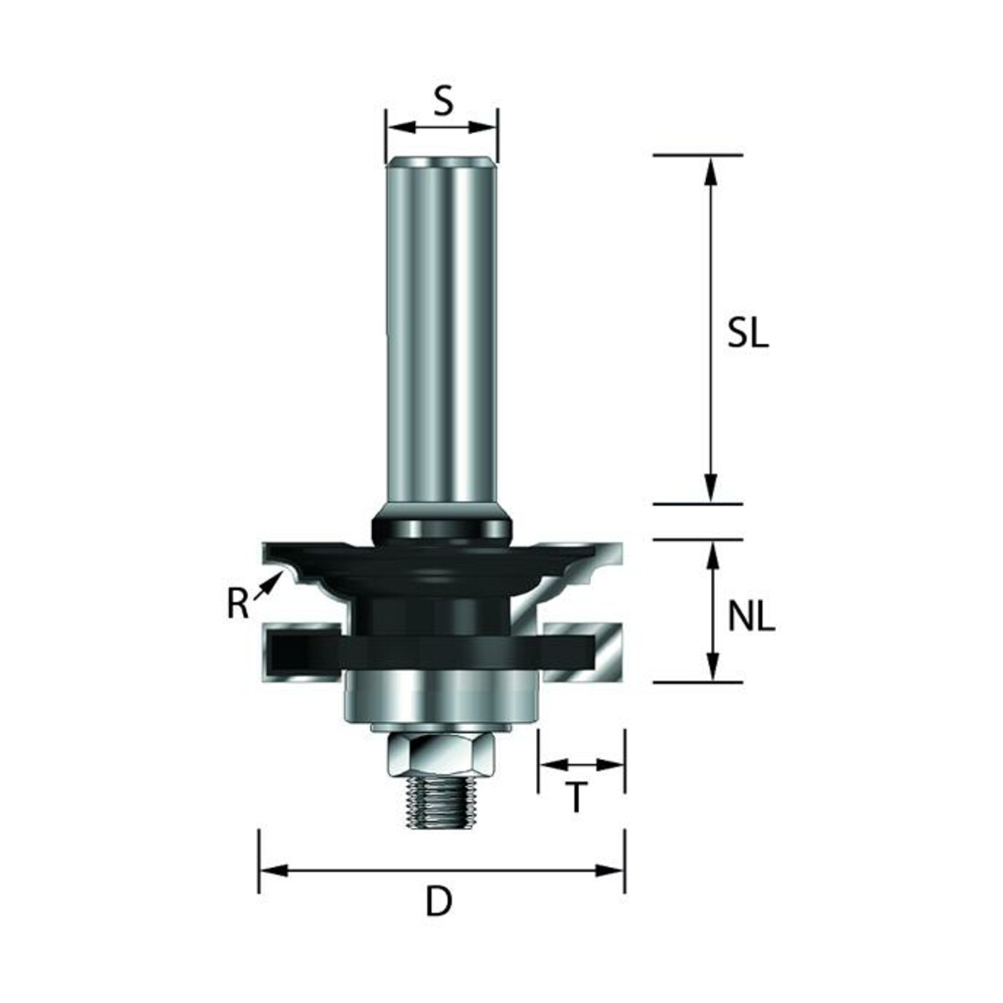 EDESSÖ HW- (HM) Profil- und Konterprofil C, Z=2, Kugellager unten, Durchmesser 41 NL23,8, GL70 S12 W R2,38