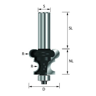 EDESSÖ HW- (HM) rolluikfrees, Z=2, concaaf &amp; convex, kogellager onderaan