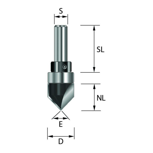 EDESSÖ HW- (HM) V-groeffrees, Z=2, met kogellager aan schachtzijde, diameter 12 NL12, GL44 S8 W90 graden