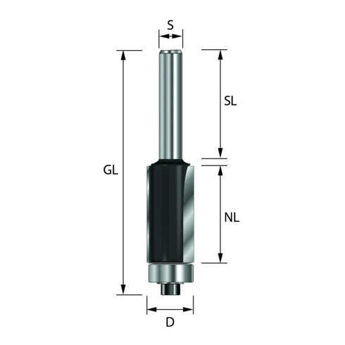 EDESSÖ HW- (HM) kantenfrees, Z=3, kogellager bodem, diameter 12,7 NL25,4, GL68 S8