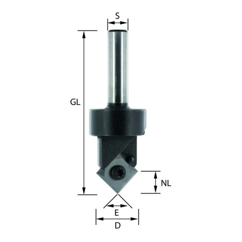 EDESSÖ HW- (HM) Wendeplatten-V-Nutfräser, Z=1, Durchmesser 17 NL8,3, GL63 S8 W90 Grad