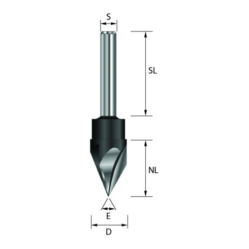 EDESSÖ HW- (HW) Schriftenfräser, Z=3, Durchmesser 15,1 NL13,1, GL64 S8 W60 Grad