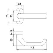 edi Ares 1200/2033 Poignée demi-garniture PT, ov. VK8, argent anodisé-3
