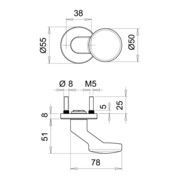 edi Bouton OT 1052/1620 rond, sur rosace anodisé argenté-4