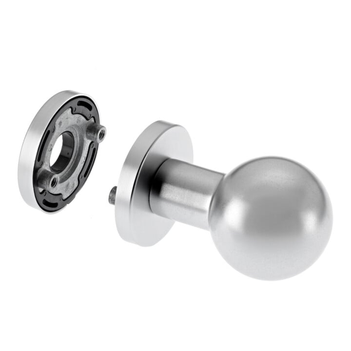 edi Bouton OT 1052/5020 rond, sur rosace anodisé argenté
