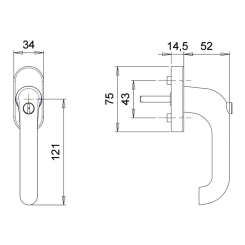 edi DK-Fenstergriff abschließ,Janus 1013/3000 TBT, 7/35 Edelstahl