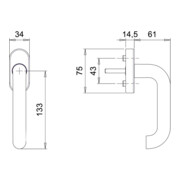 edi DK-Fenstergriff Janus 1013/1000 mit ovaler Rosette,VK7x35 Edelstahl matt-3