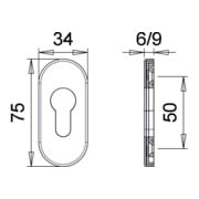 edi FH-Schlüsselrosette Ares FS 0813/9 oval, PZ gelocht silberfarbig eloxiert-3