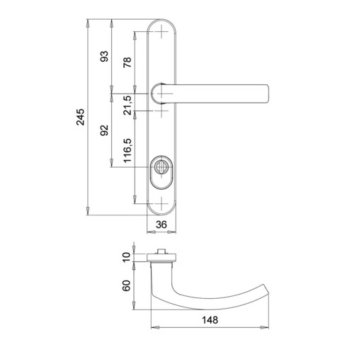 edi Garniture de protection à bouton Kronos 2005/0045, PZ, E92 plaque longue inox