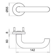 edi Garniture demi-poignée HT Riva 2103/5200 rd.,VK10 acier inoxydable, mat-3