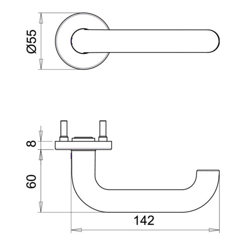 edi Garniture demi-poignée Riva 1103/5200 ronde, VK8 argentée, anodisée