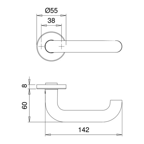 edi Garniture demi-poignée Riva 2103/5300 rd., VK8 acier inoxydable, mat
