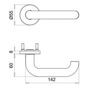 edi HT-Drücker-Halbgarnitur Riva 2103/5200 rd.,VK10 Edelstahl, matt-3