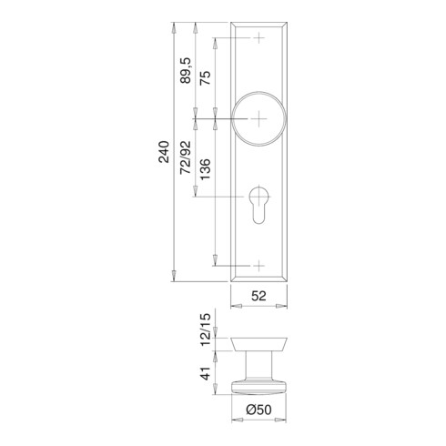 edi Kit de changement de serrure ZT LS,PZ,8/72 Rondo 8623, couleur argentée