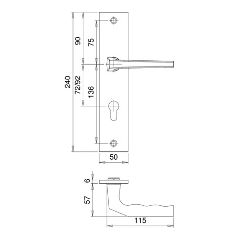 edi Kit de changement de serrure ZT LS,PZ,8/72 Rondo 8623, couleur argentée