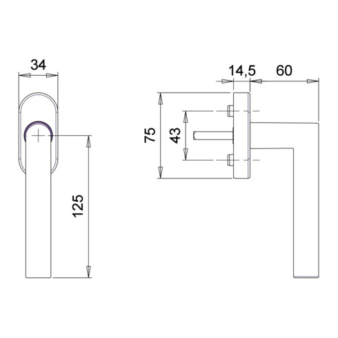 edi Poignée de fenêtre DK Janus 1010/1000 avec rosace ovale, VK7x35 acier inox mat