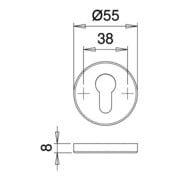 edi Rosace de protection pour clé 6633, PZ perforée RH12 acier inox mat-2