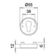 edi Rosace de protection pour clé 6633, PZ perforée RH12 acier inox mat-4