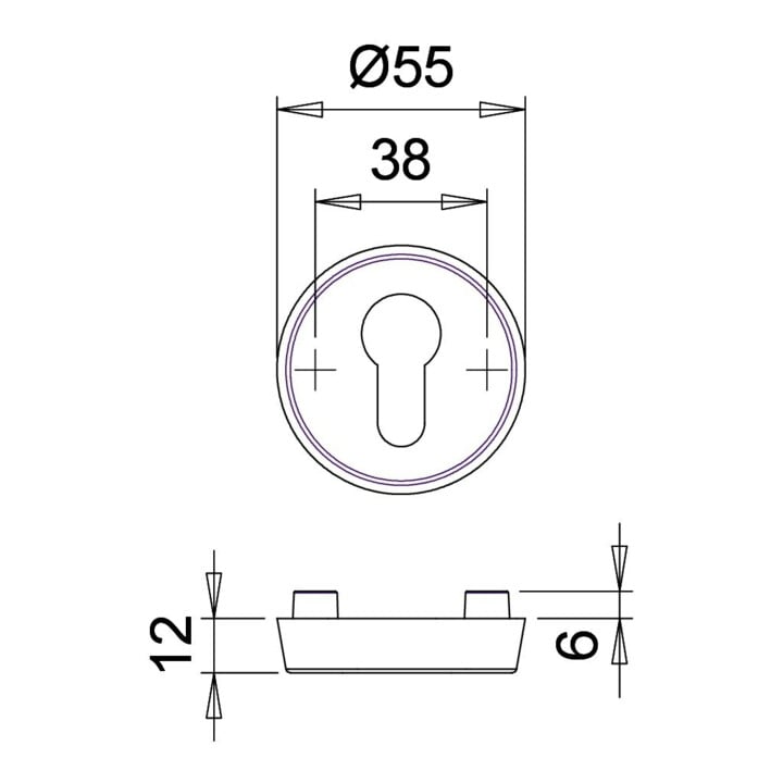 edi Schutz-Schlüsselrosette 6533, PZ gelocht RH12 Edelstahl matt