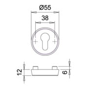 edi Schutz-Schlüsselrosette 6633, PZ gelocht RH12 Edelstahl matt-4
