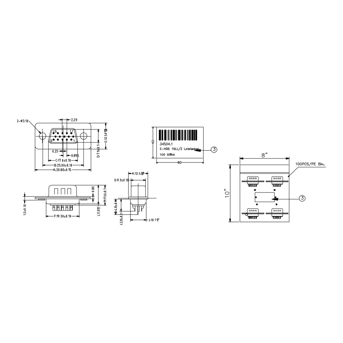 EFB-Elektronik D-Sub 15-pol.ST VGA f. 9-pol.Geh. 34504.1