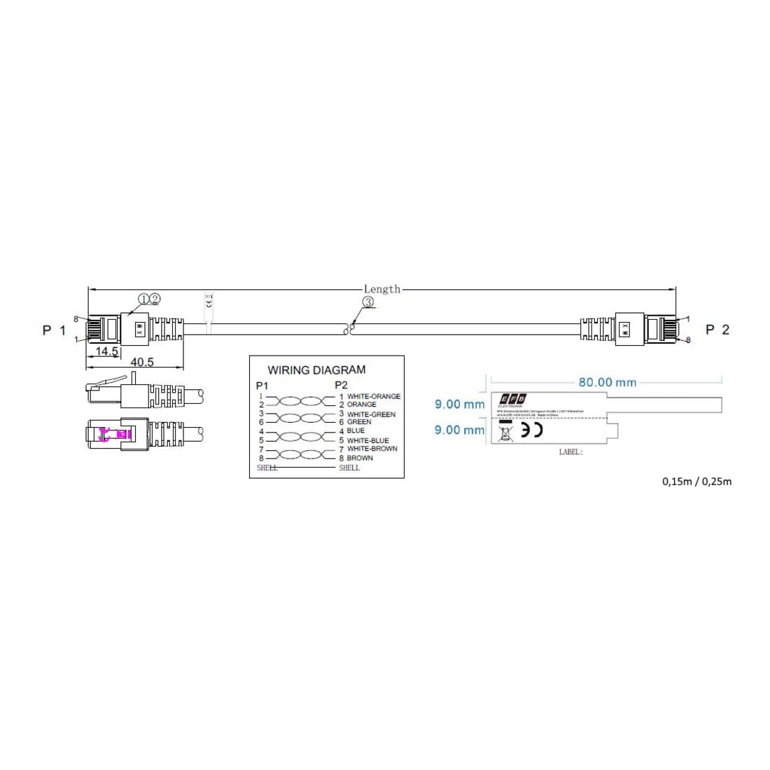 EFB-Elektronik Patchkabel Cat.5e 2xRJ45 mit SF/UTP EC5000 0,15mgrSF/UTP