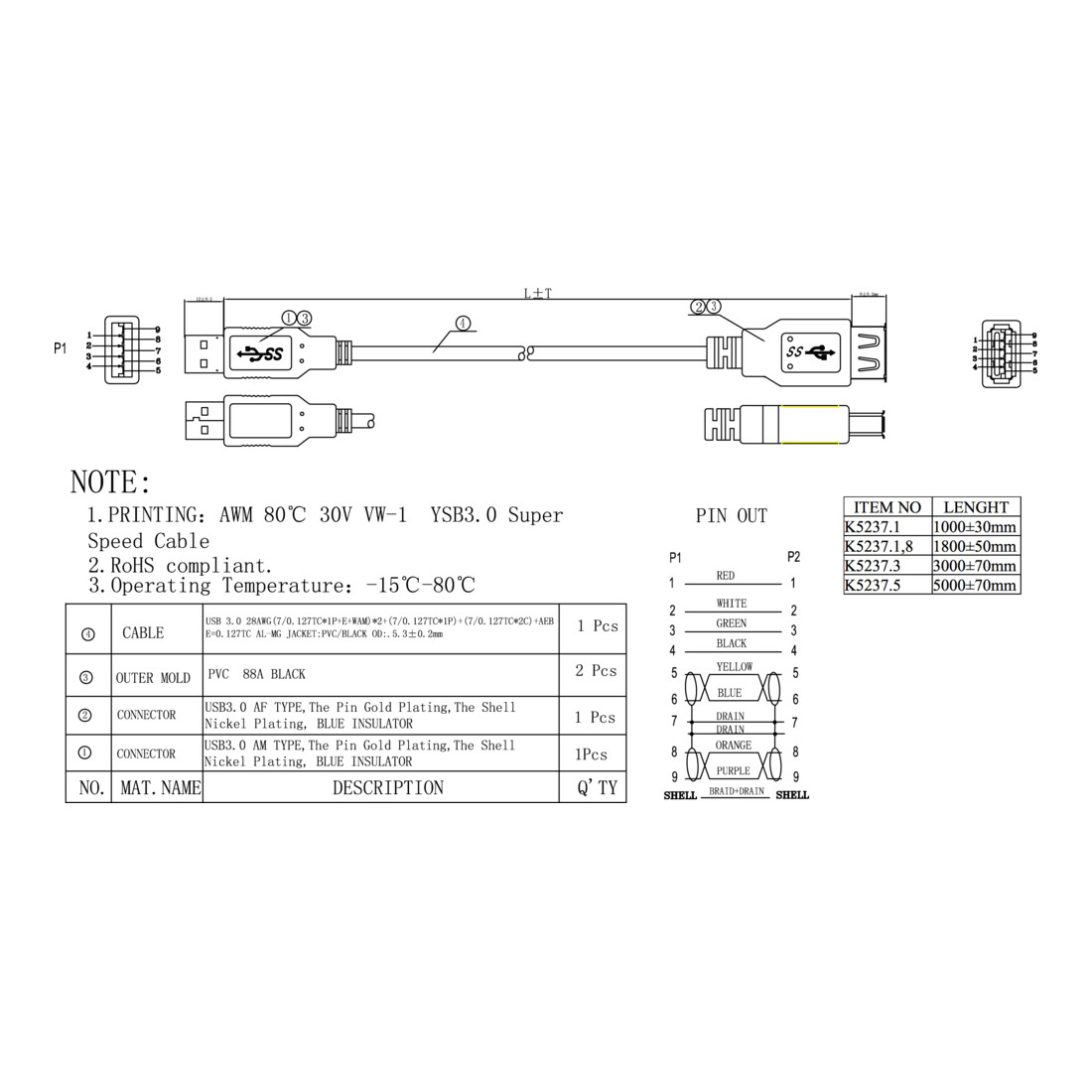 EFB-Elektronik Rallonge USB A-A 3,0 m USB 3.0 noir K5237.3