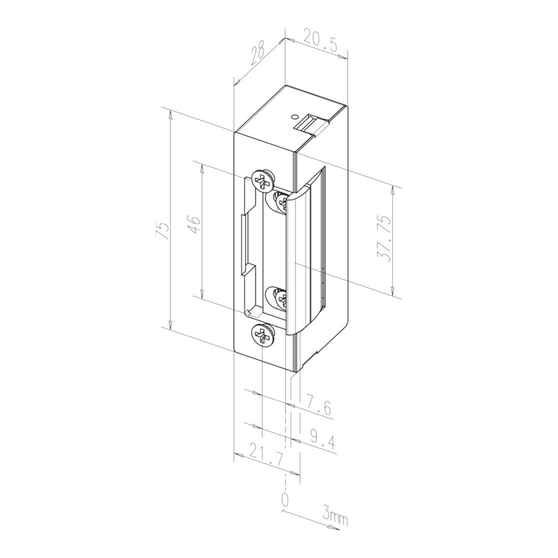effeff ASSA ABLOY E-Türöffner 17E mit Flachschließblech 6-12V