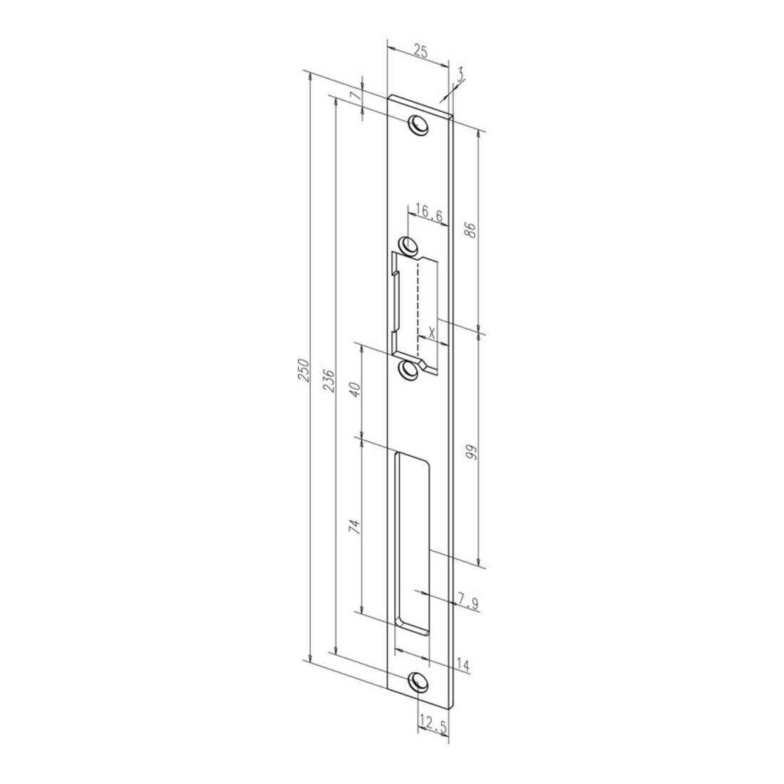 effeff ASSA ABLOY gâche électrique 118.13 avec plaque de fermeture plate 10-24V