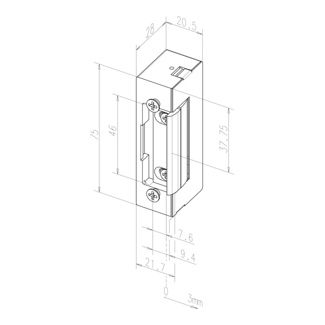 effeff ASSA ABLOY Ouvre-porte électrique 17E avec gâche plate 6-12V