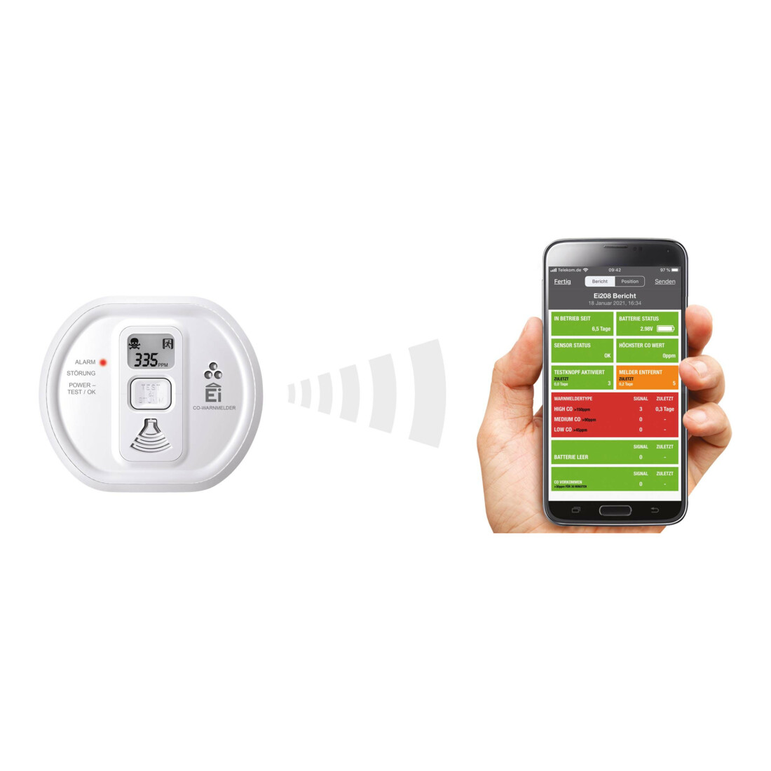 Ei Electronics Détecteur de monoxyde de carbone avec batterie 10 ans sans fil Ei208iW-3XD