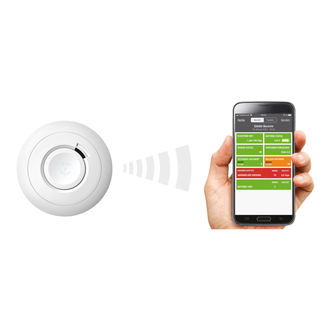 Ei Electronics Rauchwarnmelder m.APP Abfrage +Batt. Ei650iC-3XD