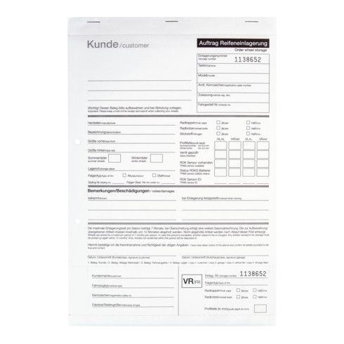 Eichner Einlagerungsformular