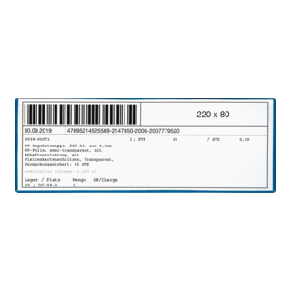 EICHNER Etikettentasche B220×H80 mm mag. 10 st./pak