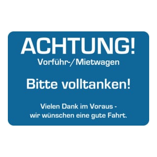 Eichner Kundendienstaufkleber Text: Achtung! Bitte volltanken