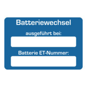 Eichner Kundendienstaufkleber Text: Batteriewechsel ausgeführt bei