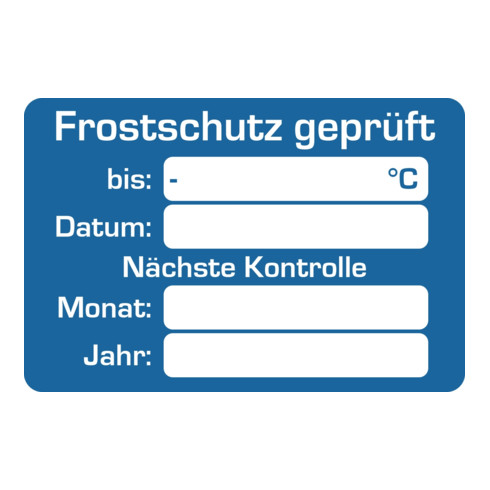 Eichner Kundendienstaufkleber, Text: Frostschutz
