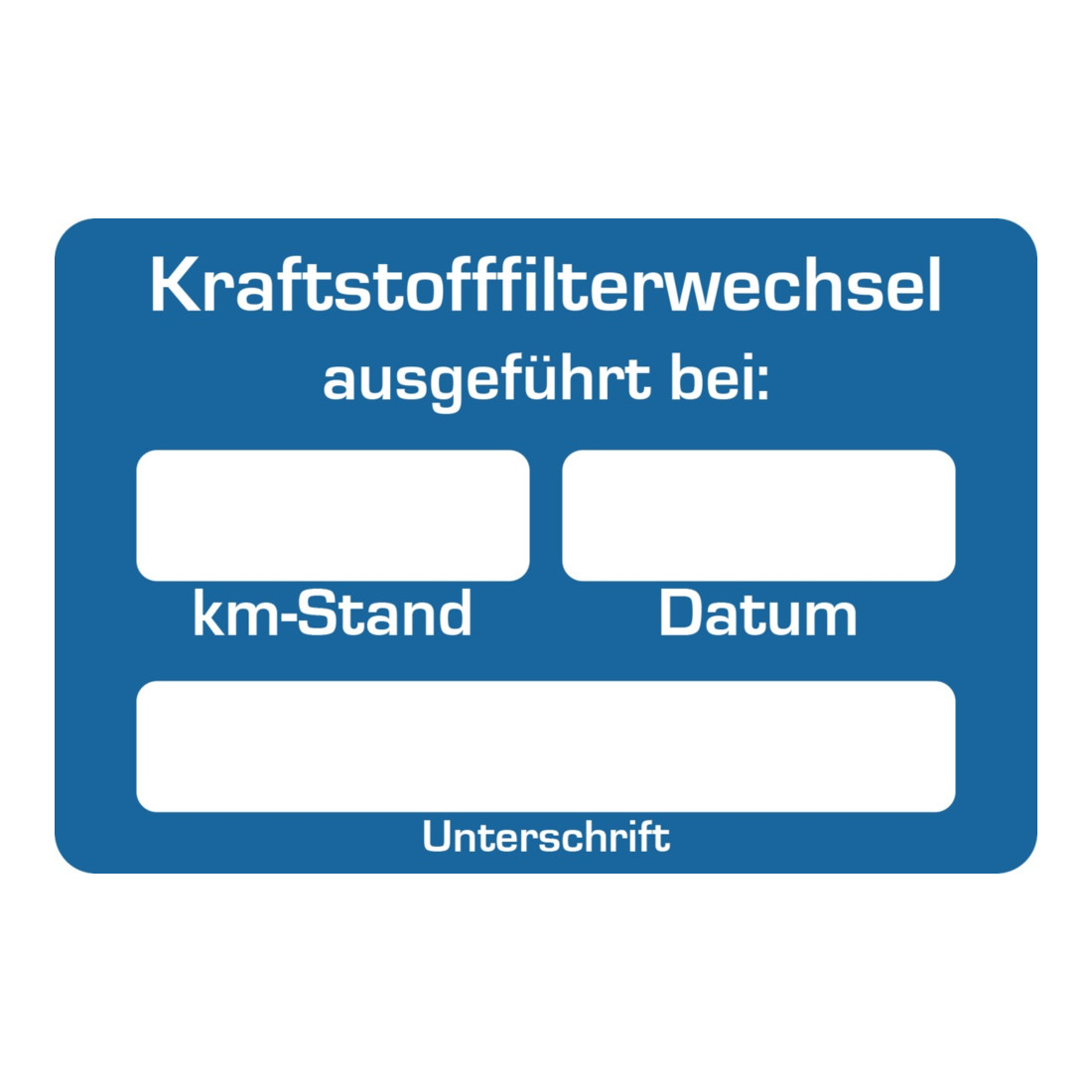 Eichner Kundendienstaufkleber Text: Kraftstofffilter-Wechsel ausgeführt bei
