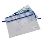 Eichner Pochette collectrice en film renforcé tissu Bleu A4 avec poche supplémentaire-5