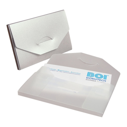 EICHNER 5x Klar-transparente Visitenkartenbox aus PET für 100 Visitenkarten 